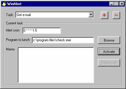Main window of  WinAlert